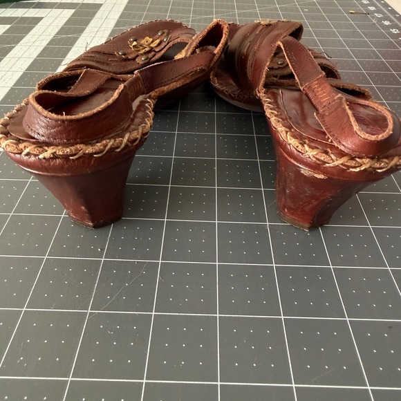 Pikolinos Womens 38 Leather Floral Fairy Boho Wedge Sandals Indie Earthy Artsy - Picture 5 of 6